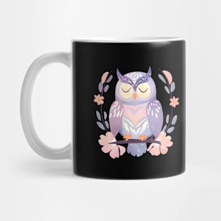 Sleeping owl art, pastel colors Mug